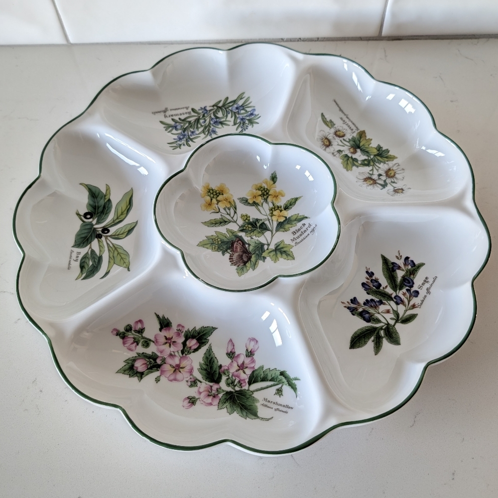 Royal Worcester Fine Porcelain Serving Platter Divider Green Trim 13.5"X1.5"